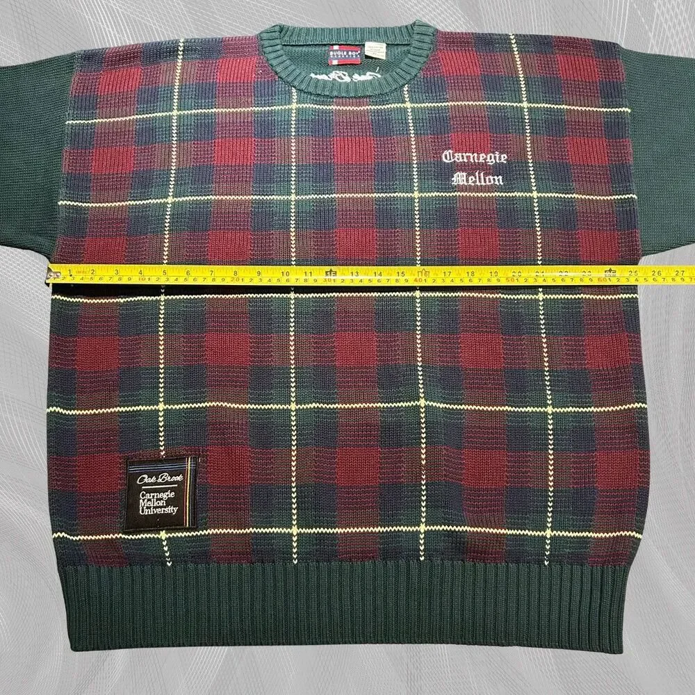 Oak Brook x Carnegie Mellon University Upcycled Tartan Plaid Sweater Size XL